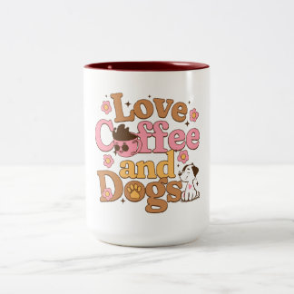 Tasse 2 Couleurs Amour Café et Chiens Rétro
