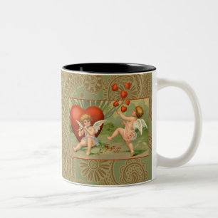 Tasse 2 Couleurs Amour Cupidons Antique Vintage Saint-Valentin