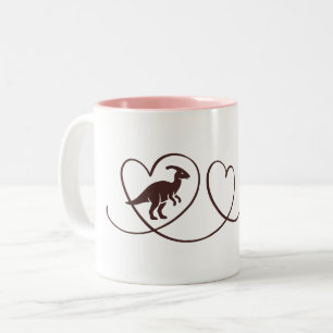 Tasse 2 Couleurs Amour de Dino - Lignes de cœur Parasaurolophus