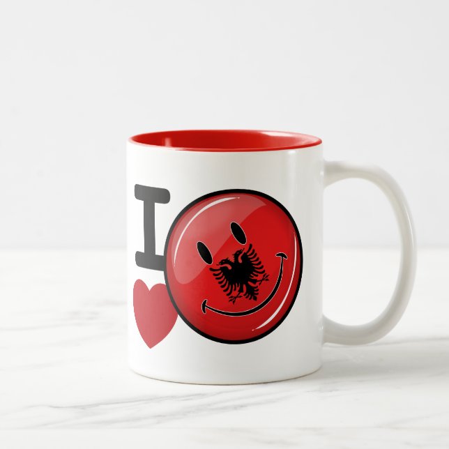 Tasse 2 Couleurs Amour de drapeau de sourire de l'Albanie (Droit)