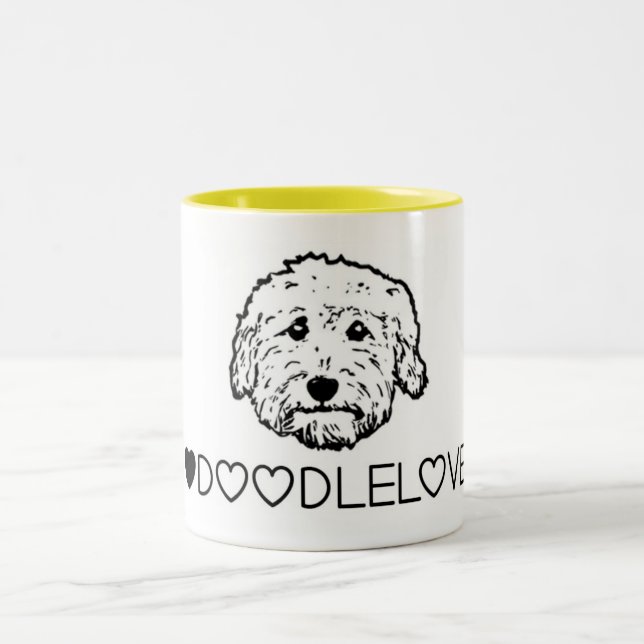 Tasse 2 Couleurs Amour de Goldendoodle ! Chien mignon de (Centre)