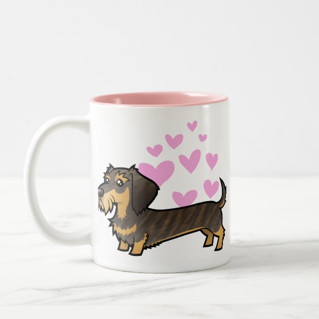 Tasse 2 Couleurs Amour de teckel (wirehair) (Gauche)