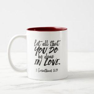 Tasse 2 Couleurs Amour en action - 1 Corinthiens 16:14 Inspirationa