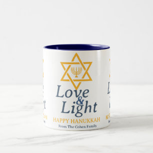 Tasse 2 Couleurs Amour et lumière   Famille Hanoukka simple