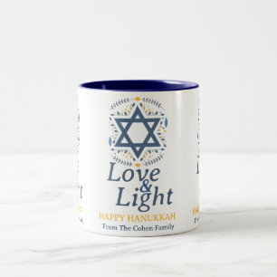Tasse 2 Couleurs Amour et Lumière   Simple famille Hanukkah 