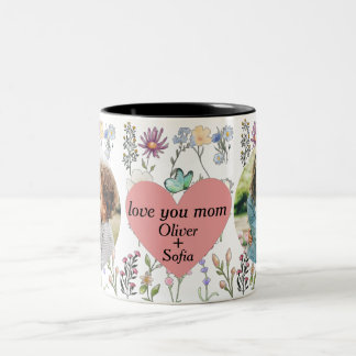Tasse 2 Couleurs amour maman fleur sauvage personnalisé 2 photo