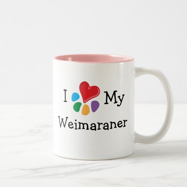 Tasse 2 Couleurs amoureux des animaux_J'Coeur Mon Weimaraner (Droit)