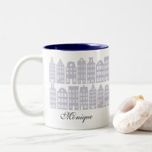 Tasse 2 Couleurs Amsterdam Canal Row Maisons Personnalisées Bleu cl