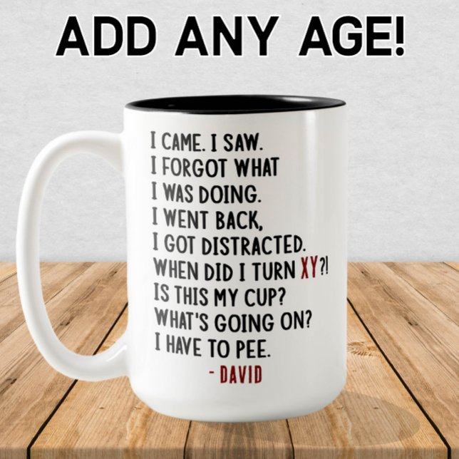 Tasse 2 Couleurs Amusant Anniversaire Personnalisé Hilarié Age Joke (Créateur téléchargé)