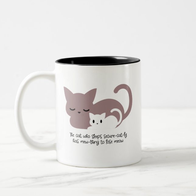 Tasse 2 Couleurs Amusant chat couché et art I (Gauche)
