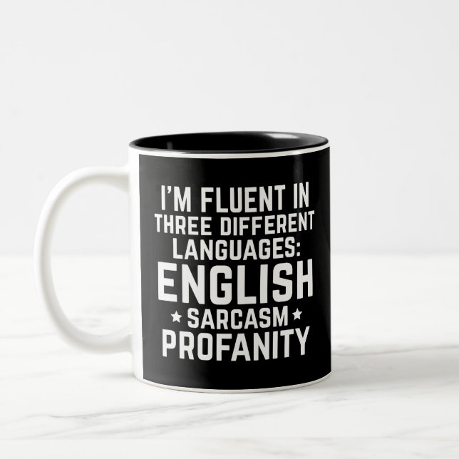 Tasse 2 Couleurs Amusant Humour Fluent Anglais Profanité Sarcasme C (Gauche)