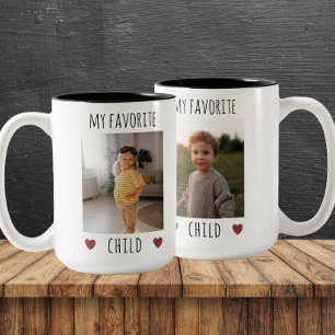 Tasse 2 Couleurs Amusant Mon Enfant Préféré 2 Photo Personnalisée