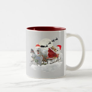 Tasse 2 Couleurs Amusement de Noël de Samoyed