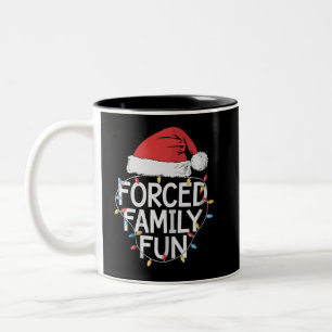 Tasse 2 Couleurs Amusement familial forcé Noël sarcastique drôle 