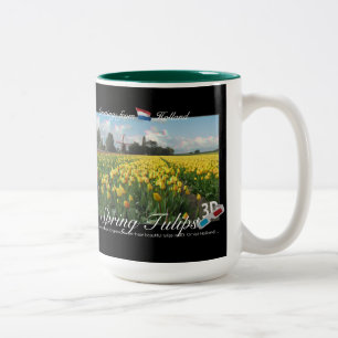 Tasse 2 Couleurs Anaglyphe de vue du paysage 3D de tulipes de