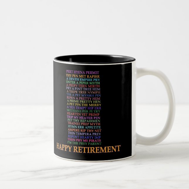 Tasse 2 Couleurs Anagram de retraite (Droit)