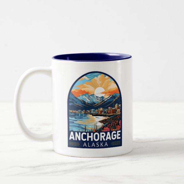 Tasse 2 Couleurs Anchorage Alaska Travel Art Emblem (Gauche)
