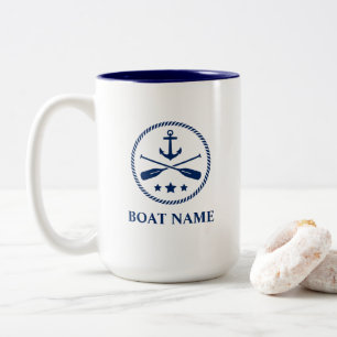 Tasse 2 Couleurs Ancre nautique et aviron Ajouter un bateau ou un n