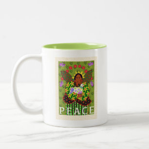Tasse 2 Couleurs Ange d'art populaire avec colombe