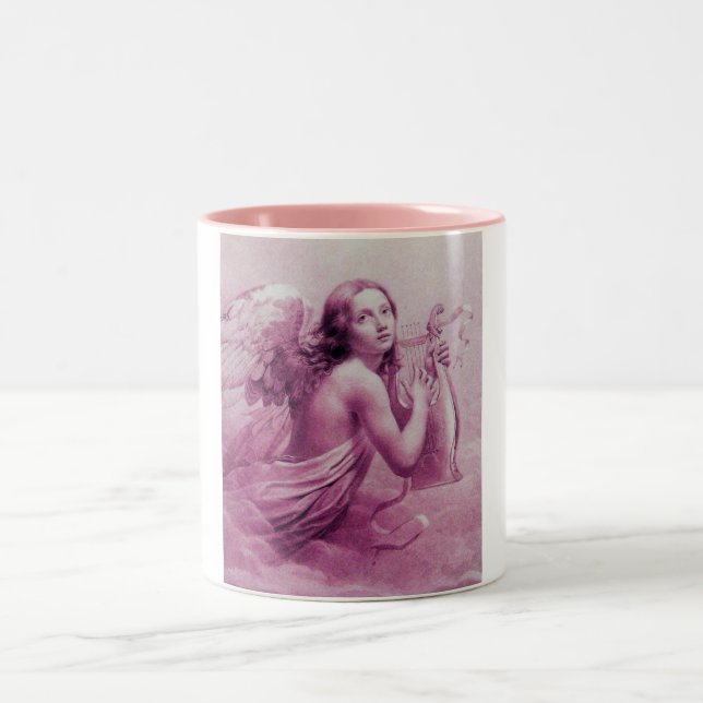 Tasse 2 Couleurs ANGE JOUER LYRA SUR LES NUAGES roses (Centre)