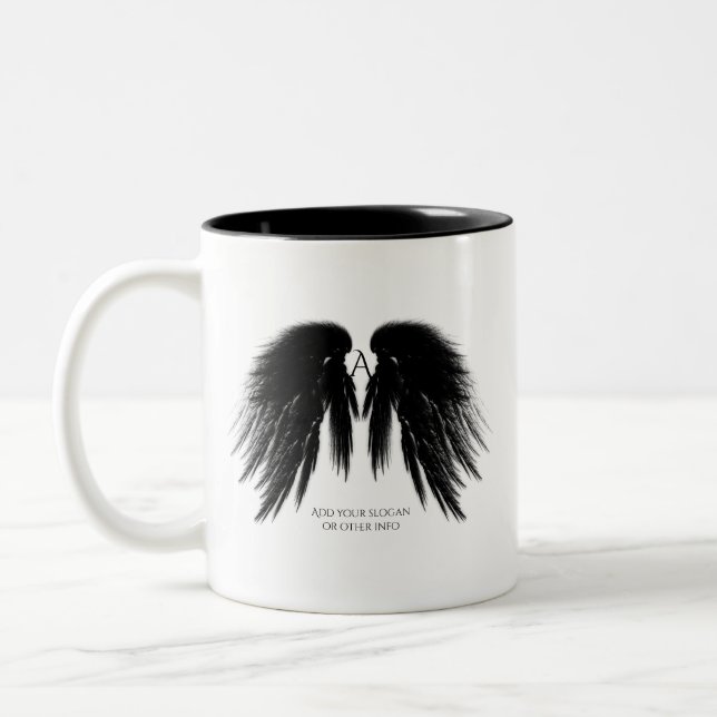 Tasse 2 Couleurs ANGE NOIR AILES Monogramme (Gauche)