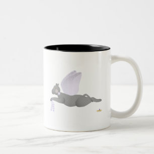 Tasse 2 Couleurs Angel Chat gris foncé violet Roses