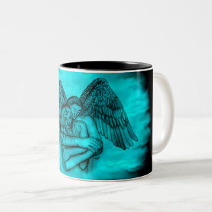 Tasse 2 Couleurs Angel Eros en amour, design noir et vert