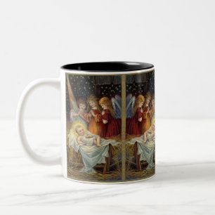 Tasse 2 Couleurs Anges de la Nativité de Noël à l'époque victorienn