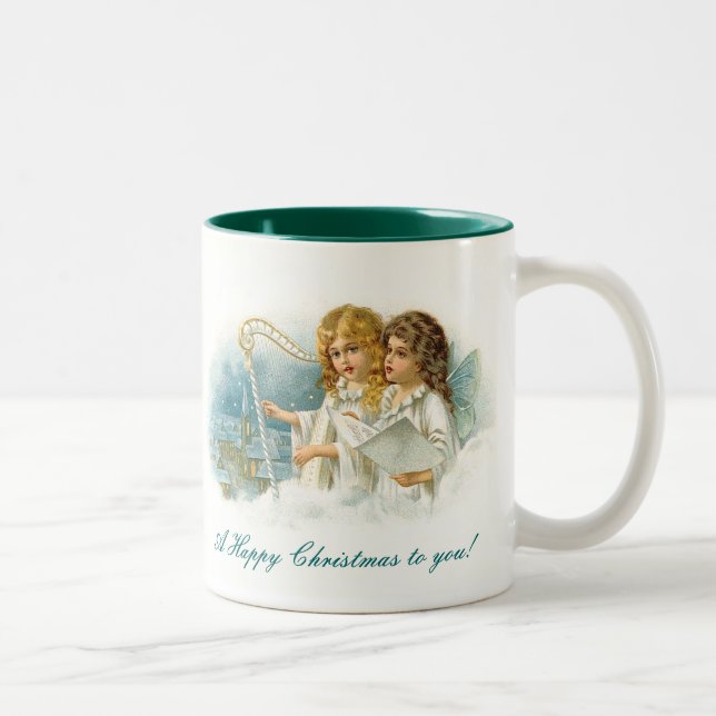 Tasse 2 Couleurs Anges de Noël de chant (Droit)