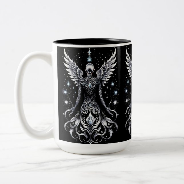 Tasse 2 Couleurs Angle De Tatouage Noir Et Argent (Gauche)