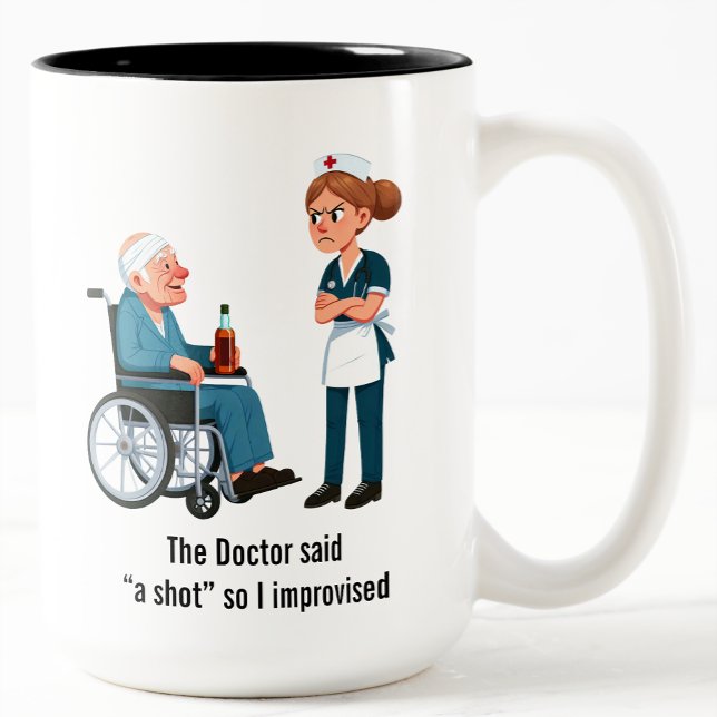 Tasse 2 Couleurs Angry Nurse Scolding Drunk Patient (Créateur téléchargé)