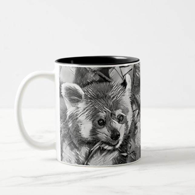 Tasse 2 Couleurs AnimalArtBW_RedPanda_003 (Gauche)