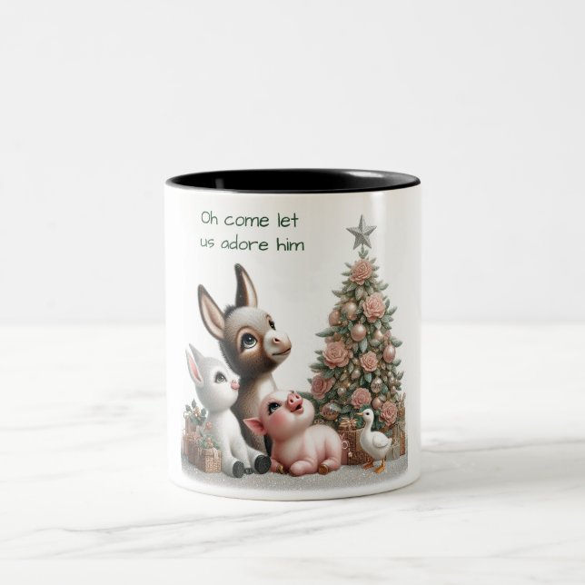 Tasse 2 Couleurs Animaux de ferme Ornement de Noël (Centre)