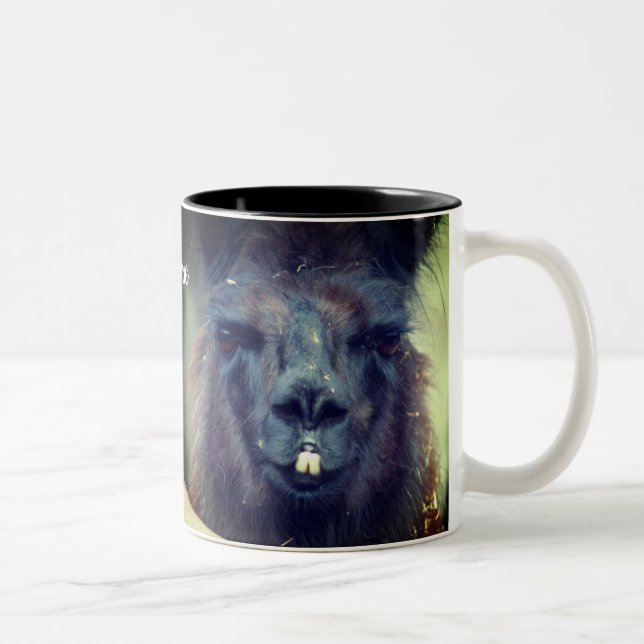 Tasse 2 Couleurs Animaux Llama Noir Personnalisés (Droit)