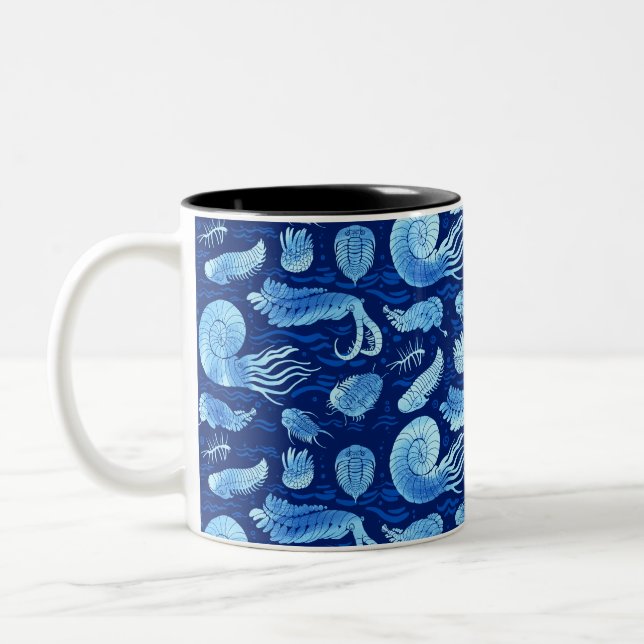 Tasse 2 Couleurs Animaux marins anciens : Trilobites, Anomalocaris. (Gauche)