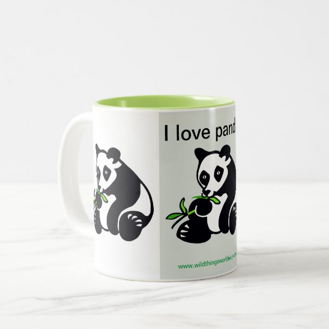 Tasse 2 Couleurs Animaux sauvages - J'aime PANDAS - Amoureux des an (Devant gauche)