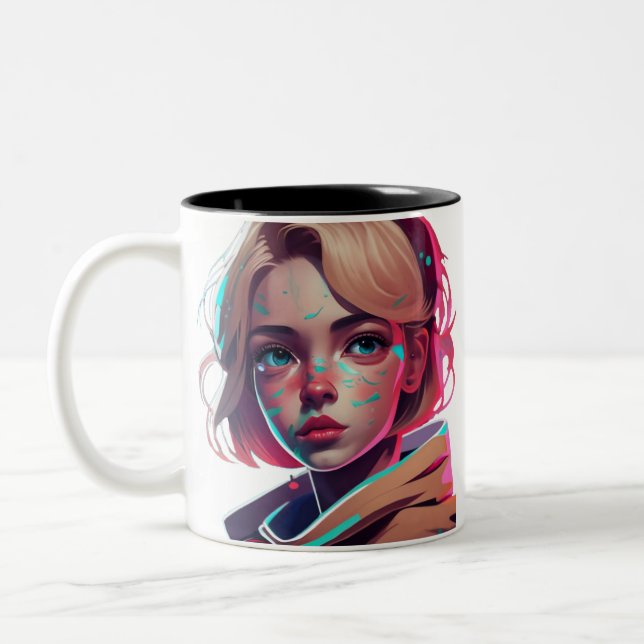 Tasse 2 Couleurs Anime manga pop art amateurs visage personnages de (Gauche)