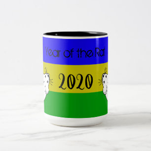 Tasse 2 Couleurs Année de la souris Rat 2020 avec texte