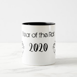 Tasse 2 Couleurs Année de la souris Rat 2020 avec texte