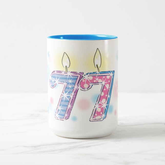 Tasse 2 Couleurs Anniversaire 77 ans (Centre)
