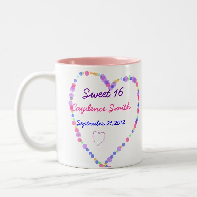 Tasse 2 Couleurs Anniversaire du bonbon 16 à coeur (Gauche)