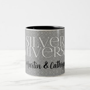 Tasse 2 Couleurs Anniversaire du Mariage d'argent 25 en argent