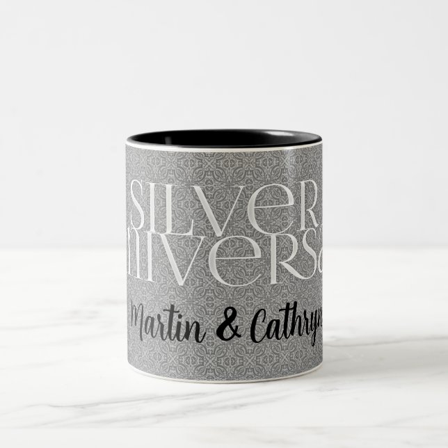 Tasse 2 Couleurs Anniversaire du Mariage d'argent 25 en argent (Centre)