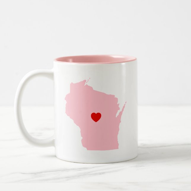 Tasse 2 Couleurs Anniversaire du Mariage rose du Wisconsin (Gauche)
