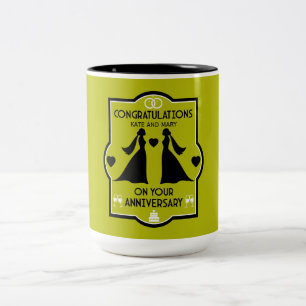Tasse 2 Couleurs Anniversaire Mariage des filles gays
