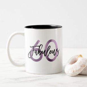 Tasse 2 Couleurs Anniversaire pourpre lilas chic moderne fabuleux