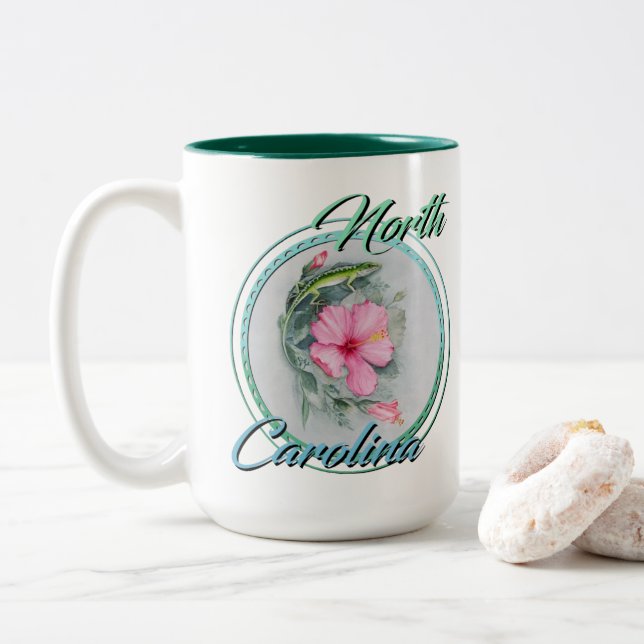 Tasse 2 Couleurs Anole NC & Hibiscus (Avec donut)