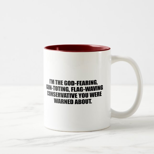 Tasse 2 Couleurs Anti-Obama - conservateur très croyant (Droit)