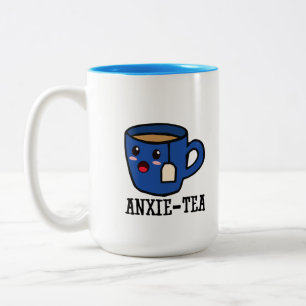 Tasse 2 Couleurs Anxie-Thé, jeu de mots anxieux sur la santé ment
