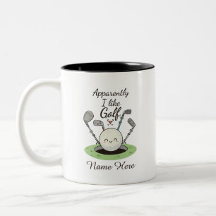 Tasse 2 Couleurs Apparemment j'aime le golf nom personnalisé 
